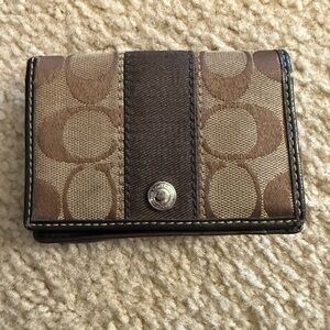 Coach Signature Brown and Tan Wallet